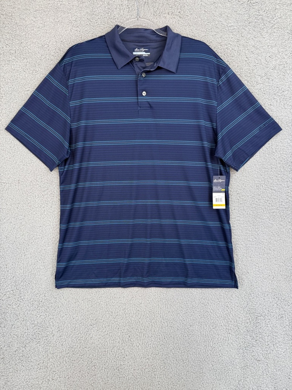 Ben Hogan Peacoat Men's Large short sleeve golf shirt Navy striped Polo Stretch
